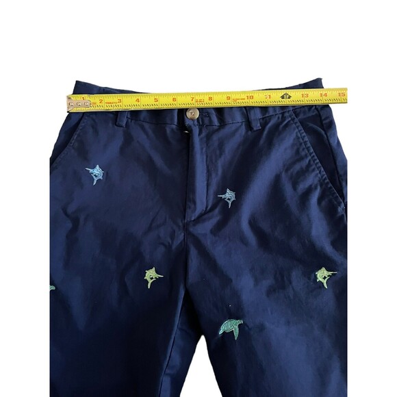 Vineyard Vines Boys‎ Navy Blue Khaki Shorts Size 16 Adjustable Waist Turtles - Picture 5 of 6